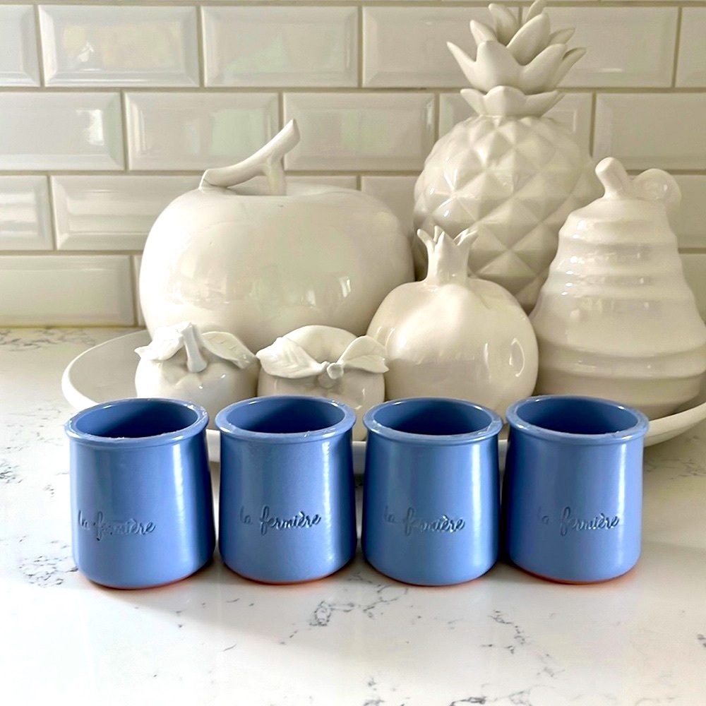 La Fermiere Blue Clay Yogur Cups Set